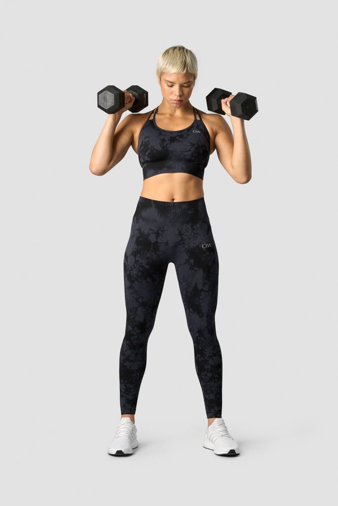 define seamless tie dye sports bra midnight