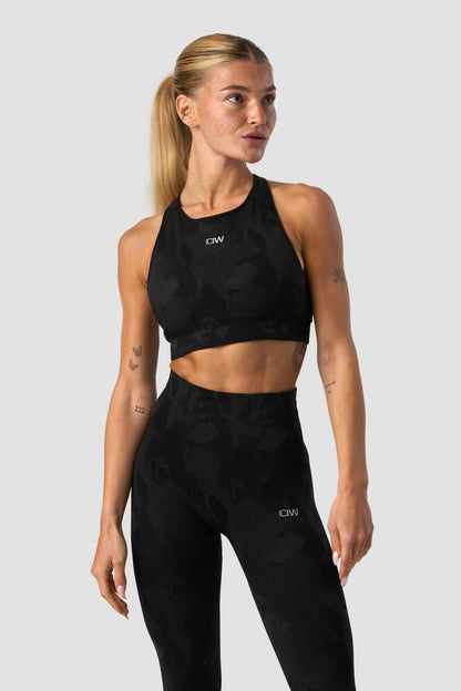 camo seamless sports bra black