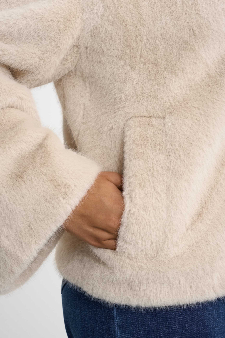 Faux Fur Jacket · Beige