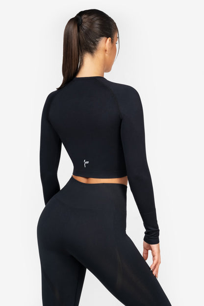 Black Ocean Crop Long Sleeve - for dame - Famme - Long Sleeve