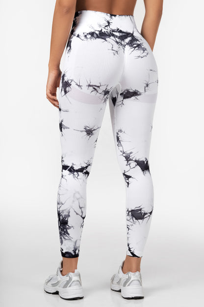 White Tie Dye Scrunch Leggings - for dame - Famme - Leggings