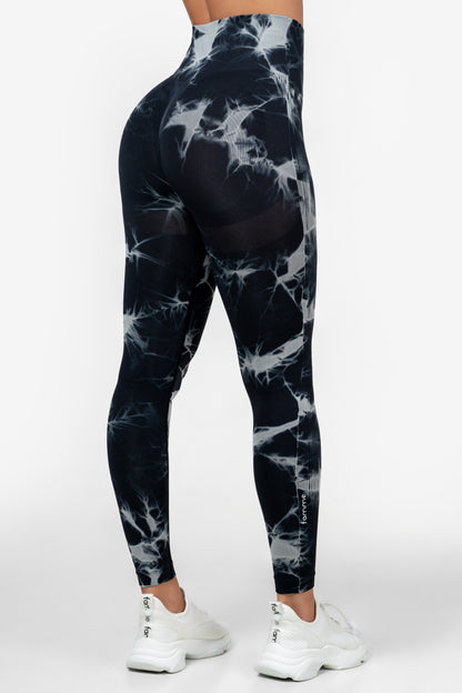 Black Tie Dye Scrunch Leggings - for dame - Famme - Leggings