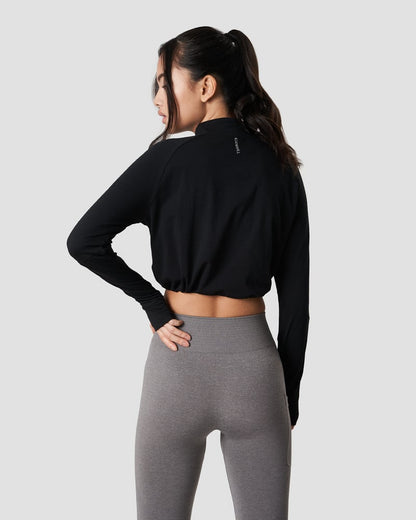 define cropped 1/4 zip adjustable black