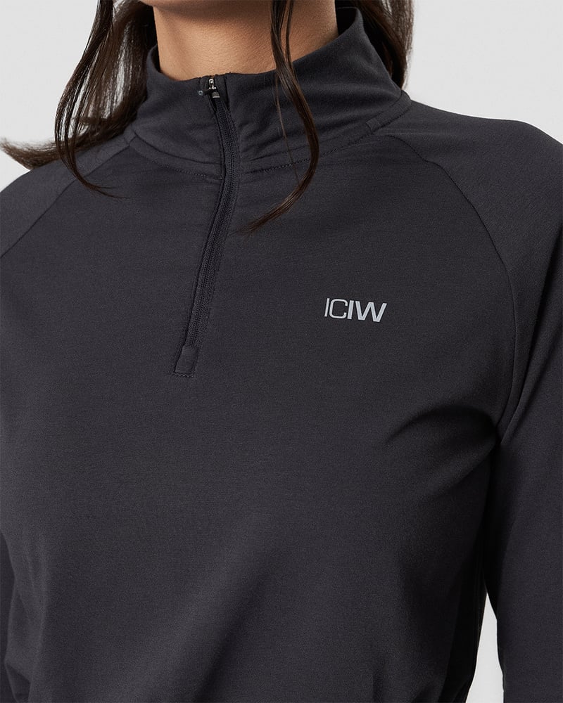 define cropped 1/4 zip adjustable graphite