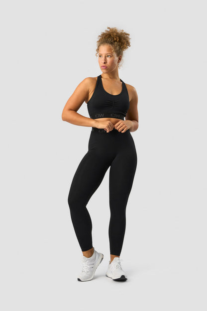 define seamless logo scrunch sports bra black