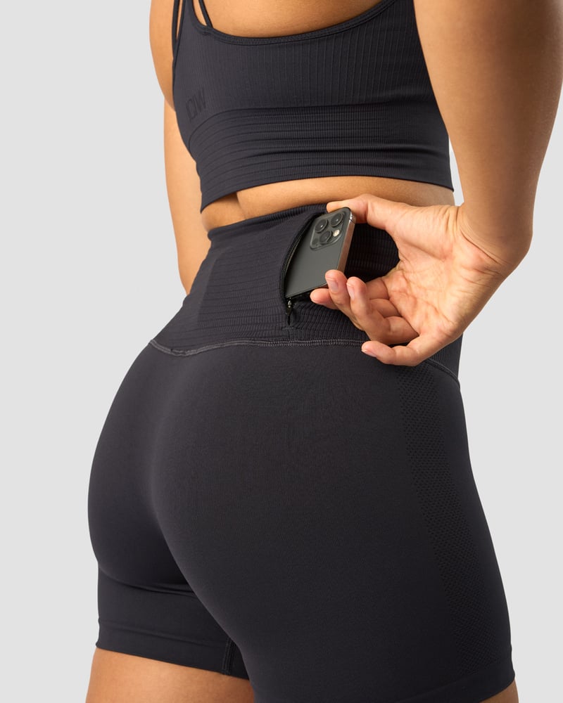 define seamless pocket shorts wmn dk graphite