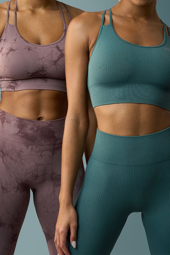 define seamless tie dye sports bra mauve