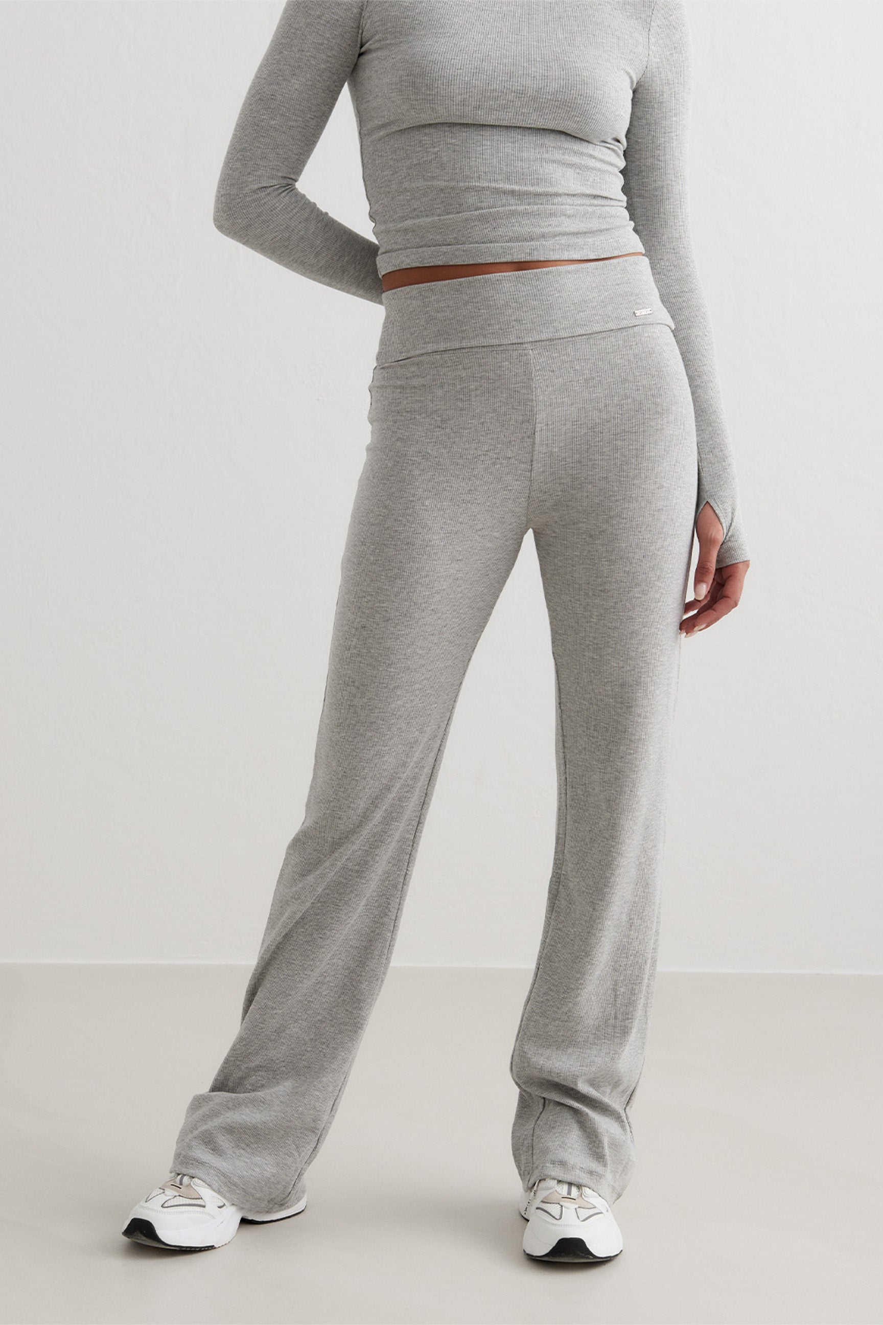 Ease Ribbed Pants - Grey Melange - for kvinde - aim'n - Pants