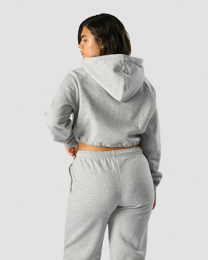 everyday cropped hoodie wmn light grey melange