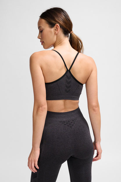 HUMMEL - Hmlci Seamless Scrunch Sports Bra - Black Melange