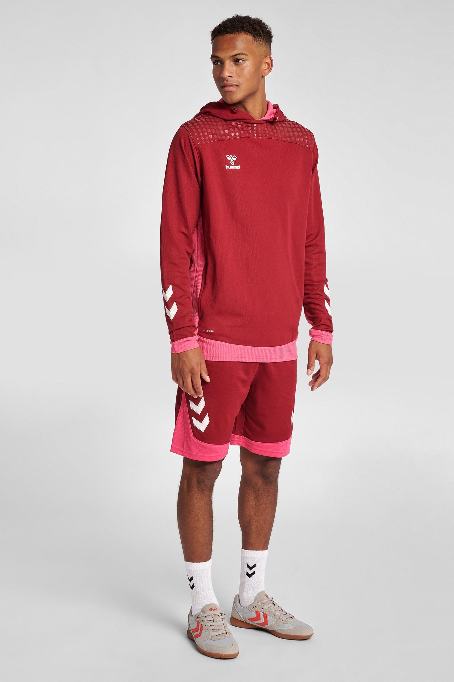 HUMMEL - Hmllead Poly Hoodie - Biking Red