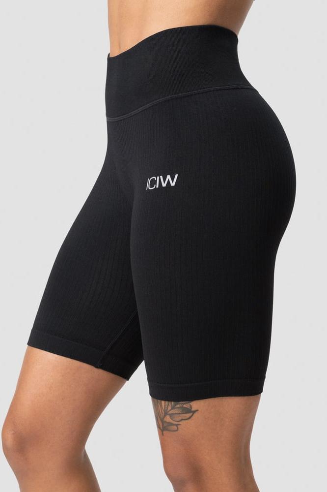 ICANIWILL - Ribbed Define Seamless Biker Shorts - Black