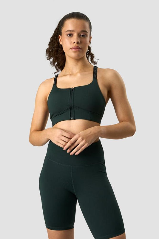 ICANIWILL - Ultimate Training Zipper Sports Bra - Deep Green