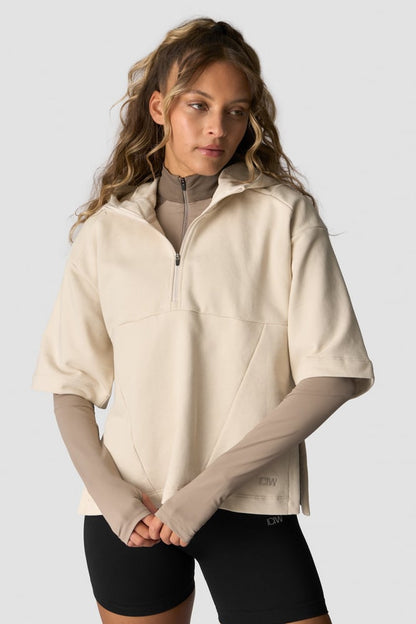 mirage mid sleeve hoodie wmn light beige