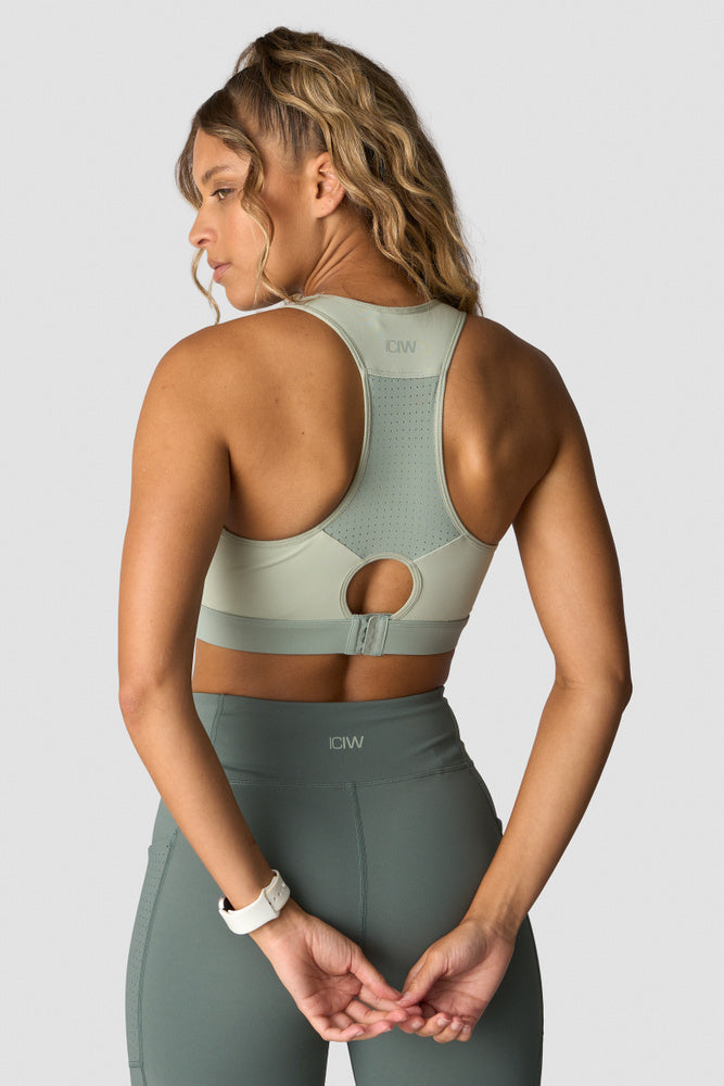 mirage sports bra faded sea green