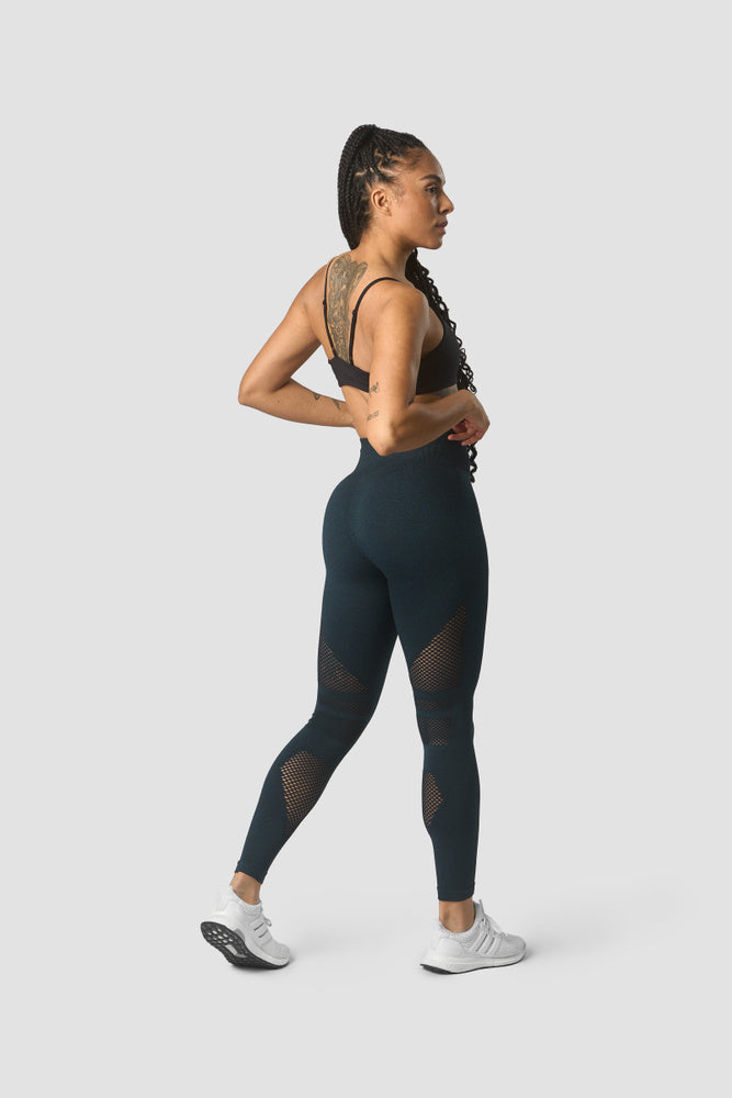 queen mesh seamless tights dk teal melange