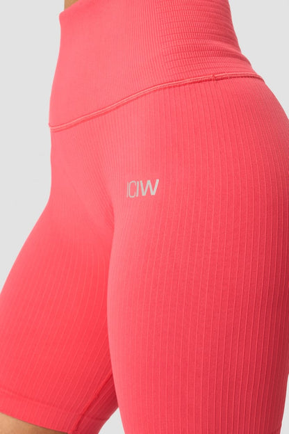 ribbed define seamless pocket biker shorts coral red