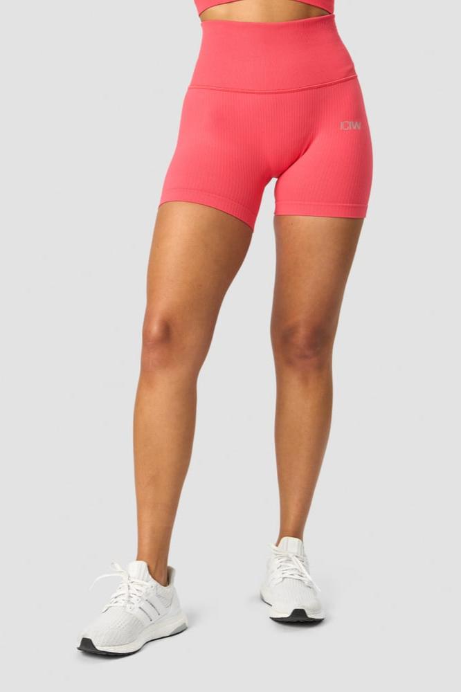 ribbed define seamless pocket shorts coral red