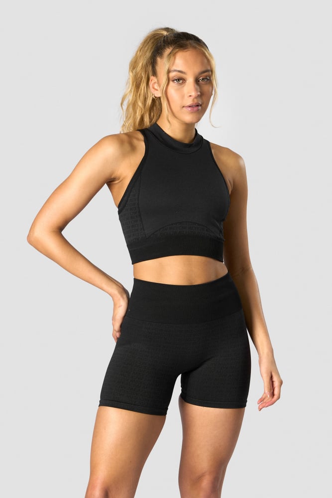 signature seamless cropped tank top black