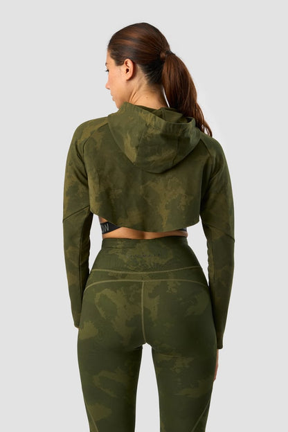 ultimate training cropped hoodie green camo